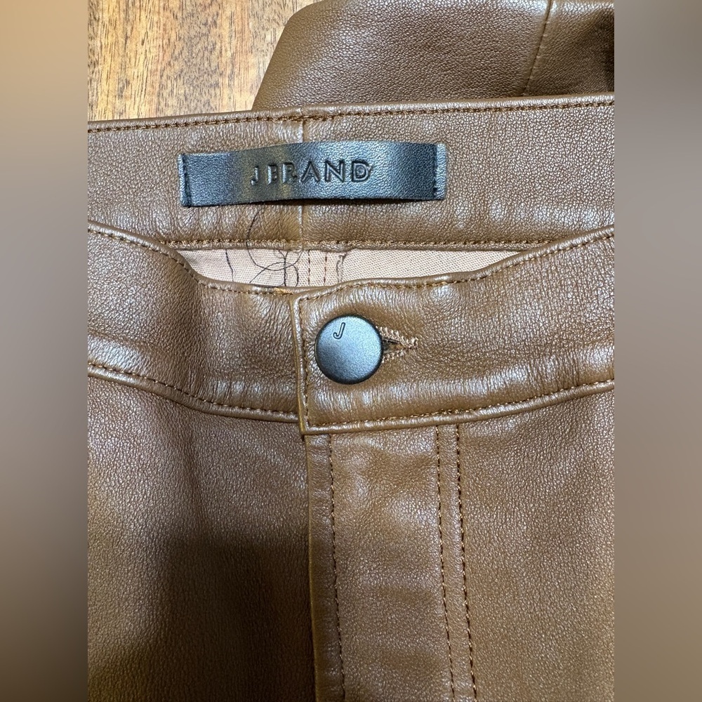 J Brand Brown Lambskin Leather Maria High Rise Womens 29 - Picture 4 of 10